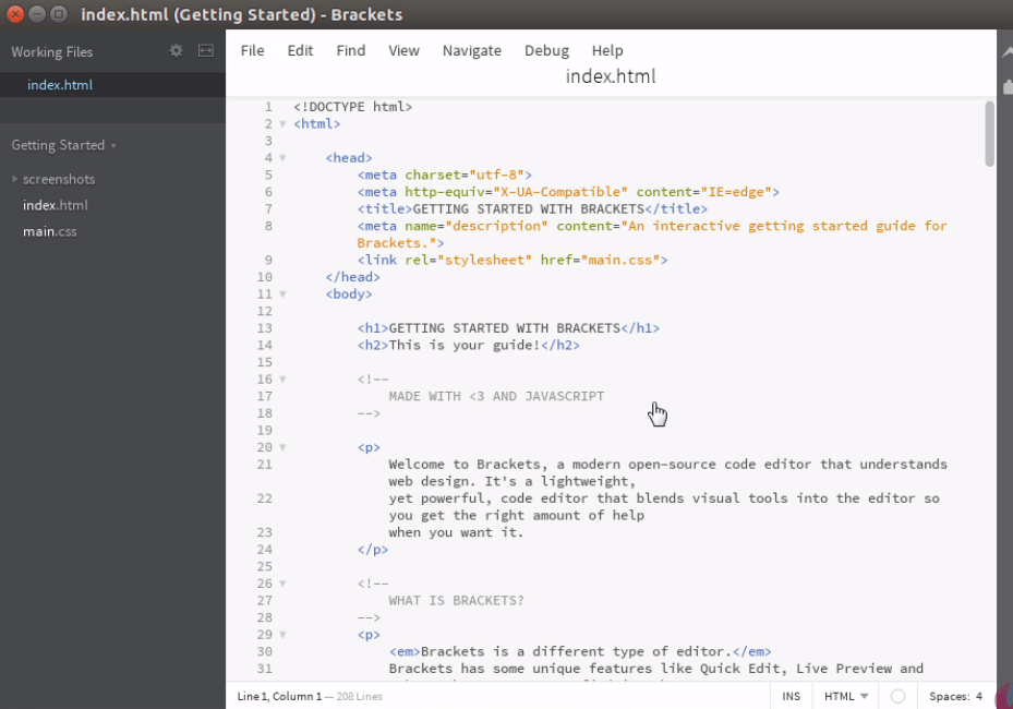 Как удалить brackets linux