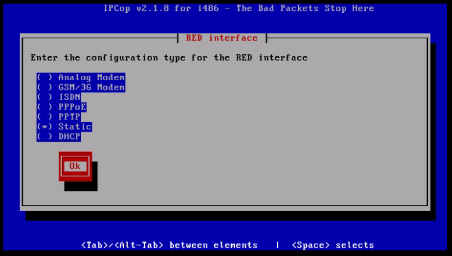 Installation-IPCop-manages-firewall-appliance-Linux-net-filter-framework-Select-interface-type