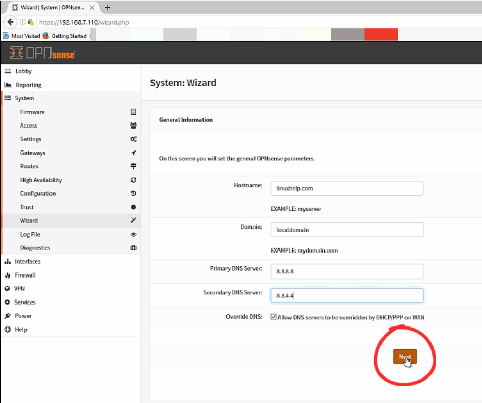 Installation-OPNsense-firewall-routing-platform-Linux-host-name-domain-name-DNS