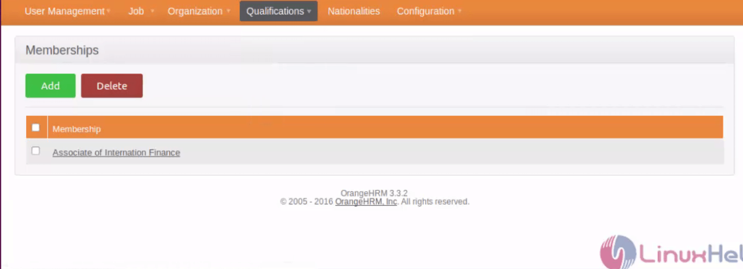 Configure-Organization-Qualifications-fields-OrangeHRM-membership_added