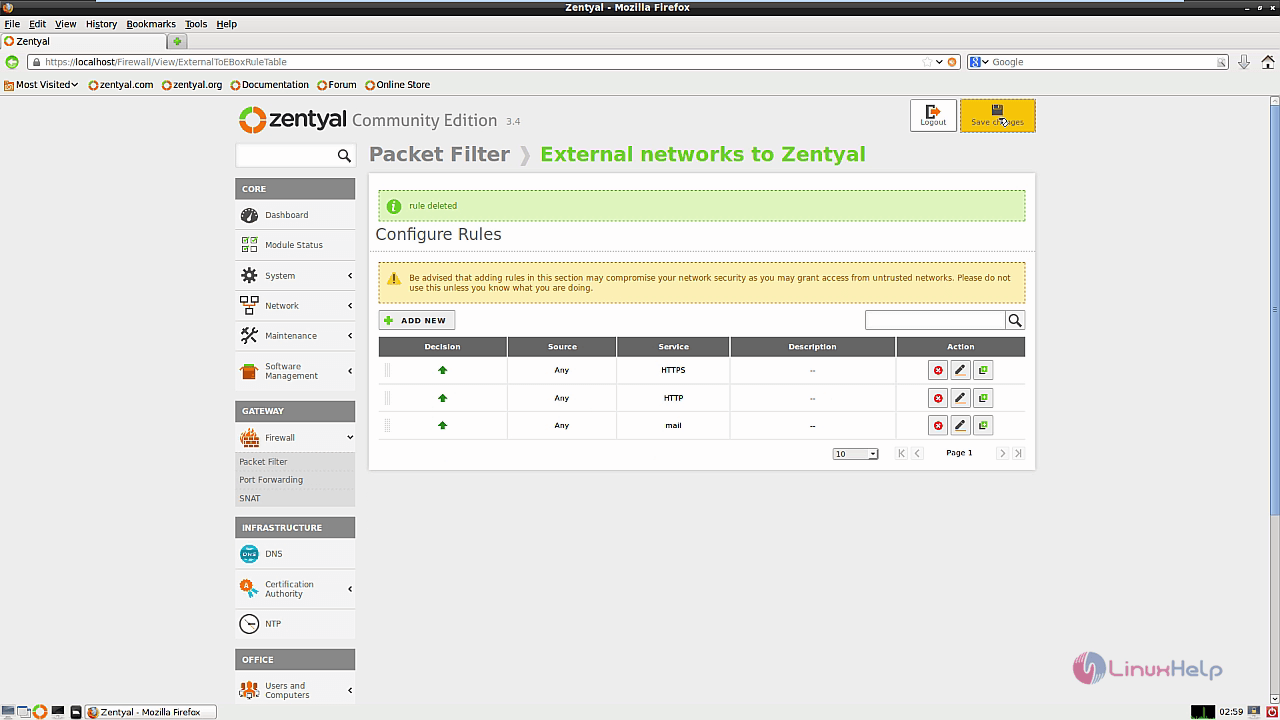 default filtering rules