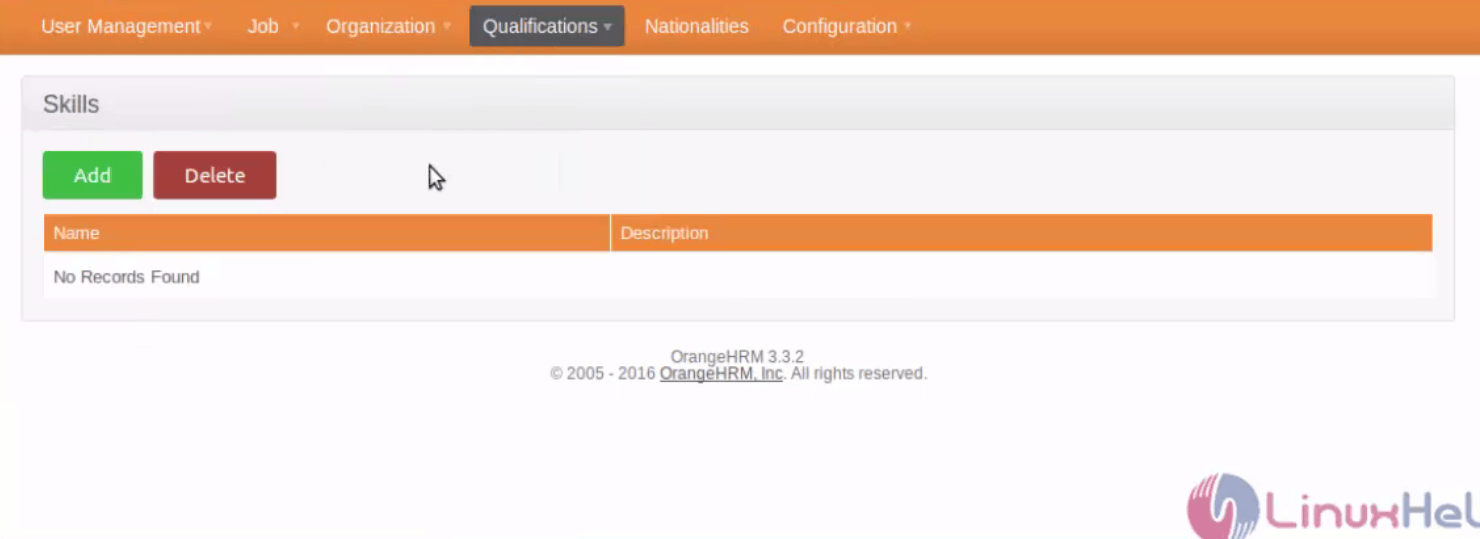 Configure-Organization-Qualifications-fields-OrangeHRM-Skill_option