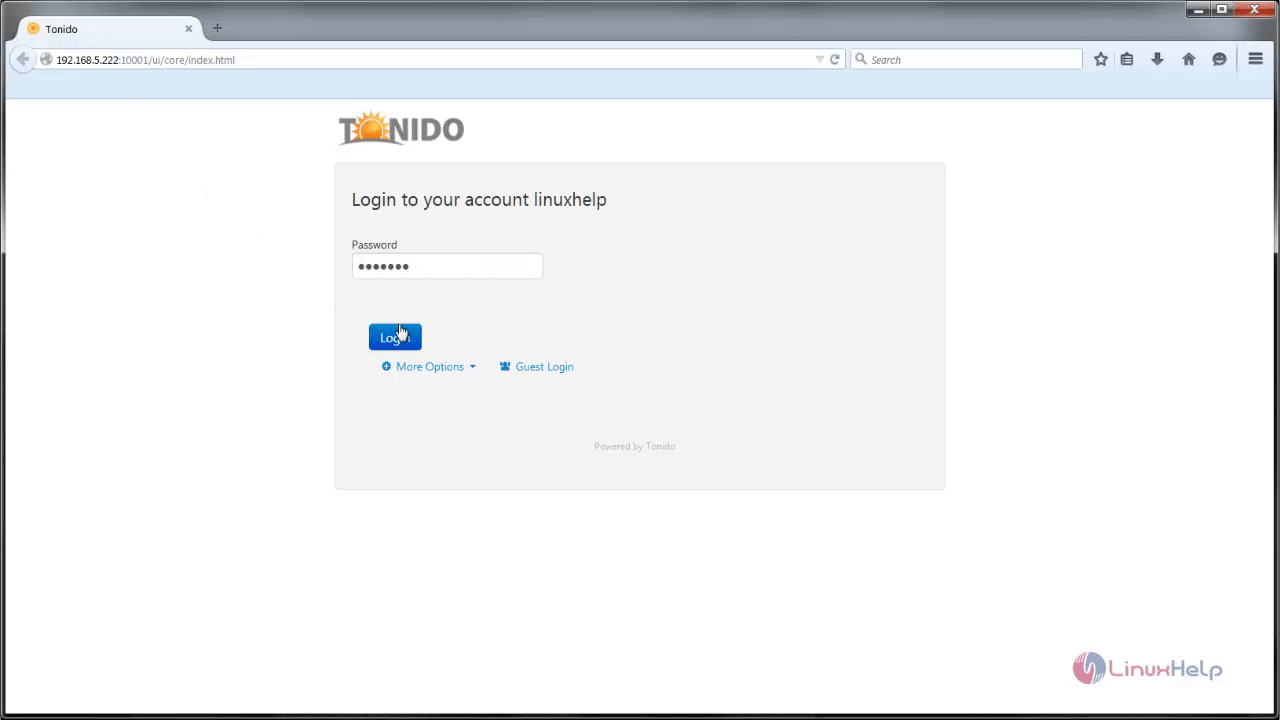 Installation_Tonido_cloud_server_Ubuntu_Login