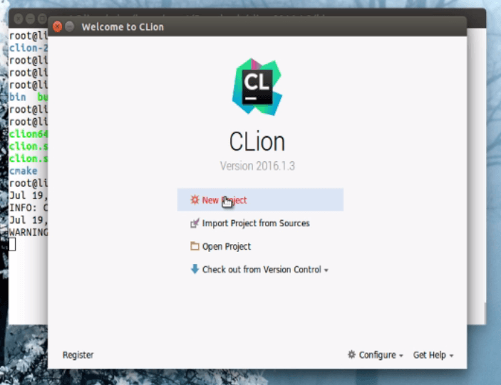 Installation-CLion-IntelliJ-Platform-Ubuntu16.04-New-project