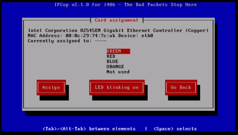 Installation-IPCop-manages-firewall-appliance-Linux-net-filter-framework-Select-interface-type-assign