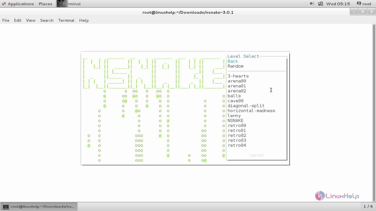 install-play-snake-game-Linux-terminal-Level-Select-game-menu