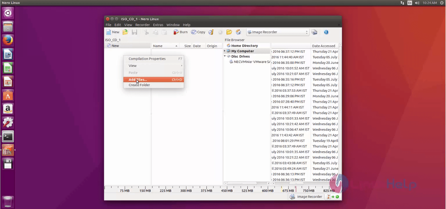Installation-Nero-optical-authoring-software-Ubuntu16.04-Add-files