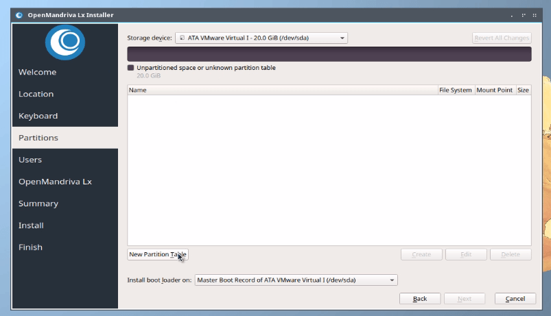 create partition