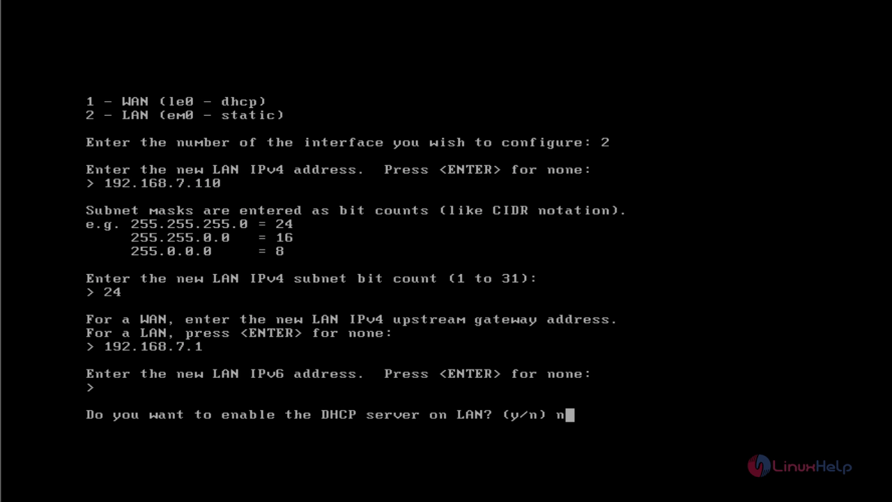 Installation-OPNsense-firewall-routing-platform-Linux-IP-subnet-bit-rate-default-gateway