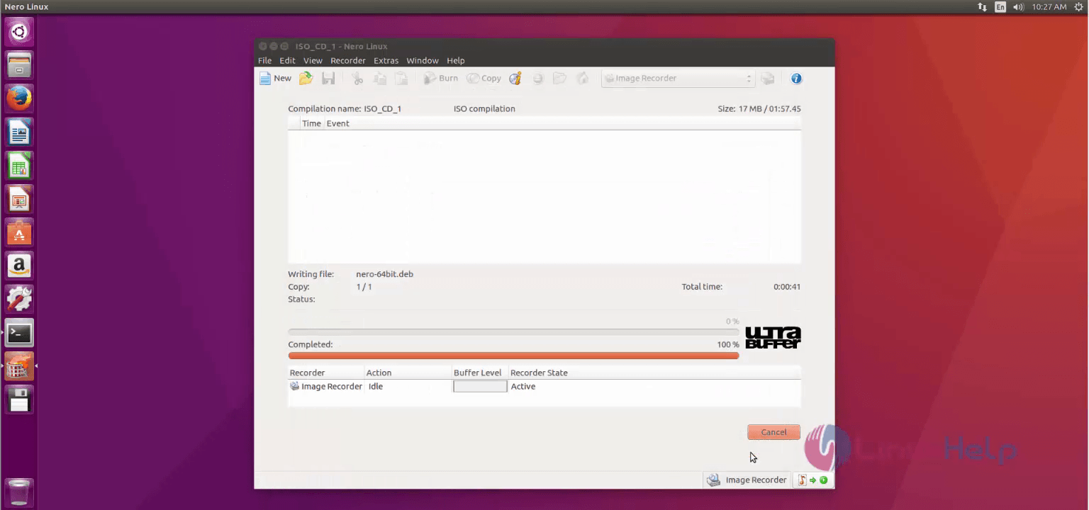 Installation-Nero-optical-authoring-software-Ubuntu16.04-set-image-destination-path-save