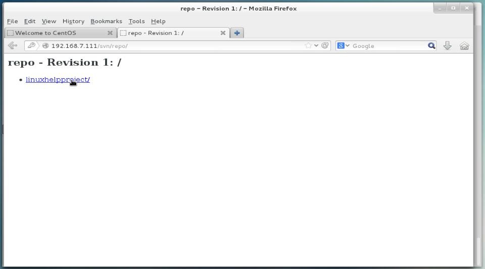 Install-Configure-Apache-Subversion-SVN-revision-controlling-program-stores-historic-source-codes-documents-web-pages-CentOS7-Open-browser