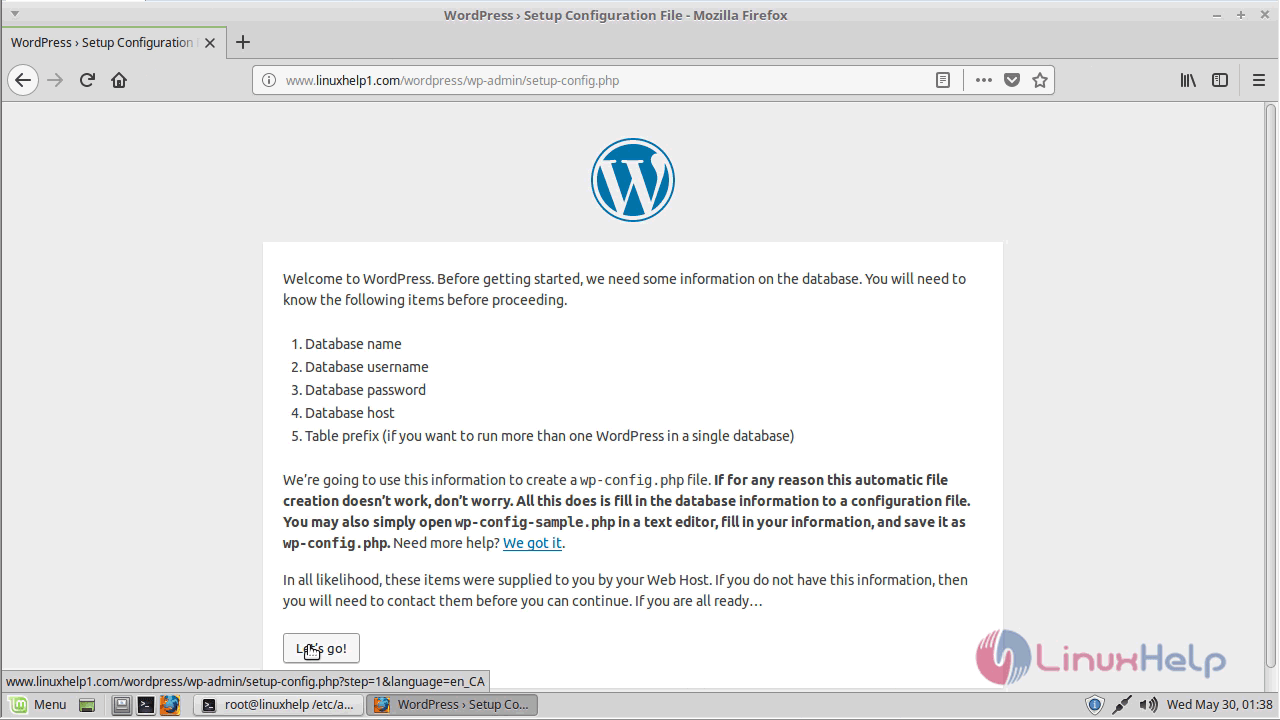 download and install wordpress on mint