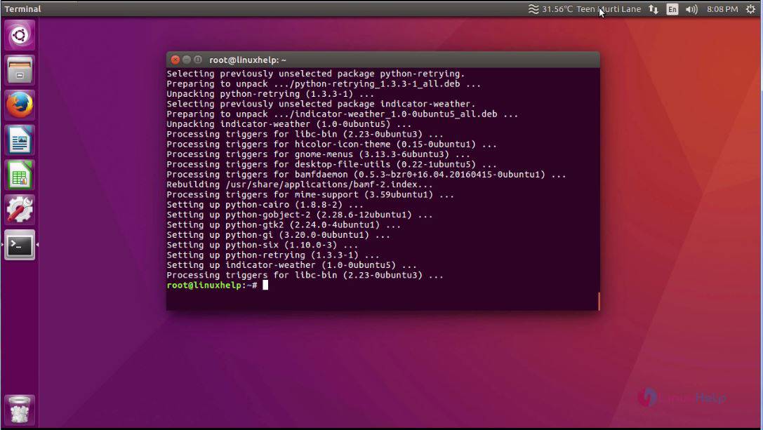 ubuntu 16.04 simple weather indicator