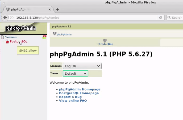 phpPgAdmin-PostgreSQL-server