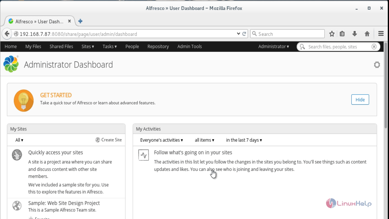 administrator dashboard