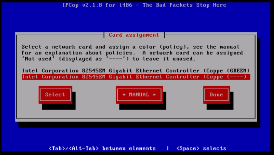 Installation-IPCop-manages-firewall-appliance-Linux-net-filter-framework-select-another-interface