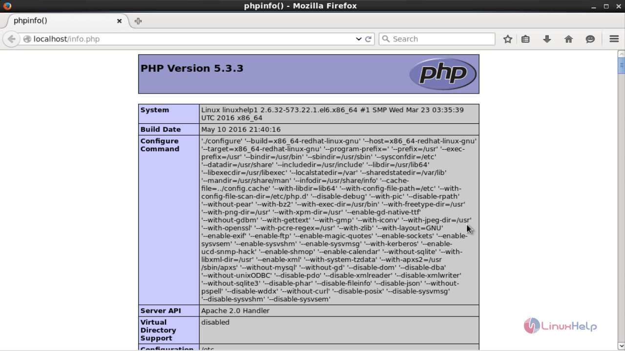 phpinfo