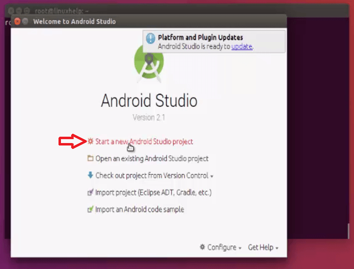 install-Android-studio-Ubuntu16.04-IDE-integrated-development-environment-Android-platform-development-Welcome-page