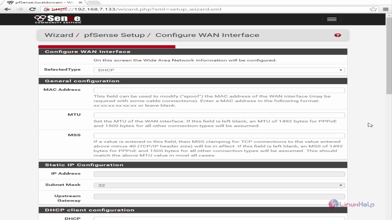 WAN interface configuration