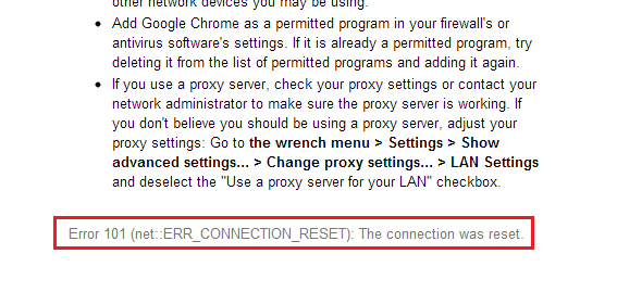 ERR_CONNECTION_RESET-Chrome-Error