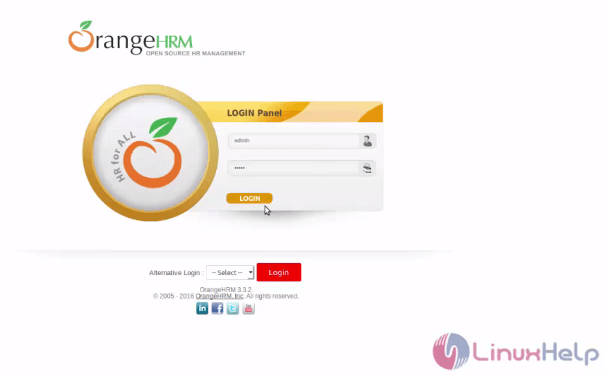 Installation-OrangeHRM-Human-Recourse-Management-system-Ubuntu-Login 