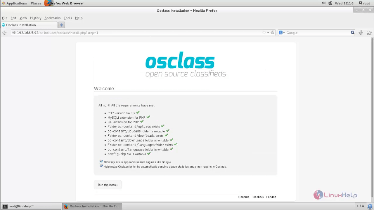 Installation-OSclass-content-management-system-CentOS-open-browser 