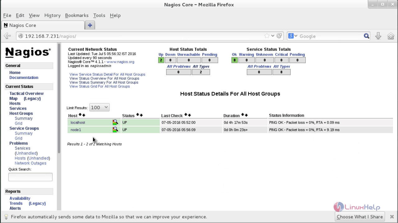Adding-Linux-Host-to-Nagios-Monitoring-Server-Using-NRPE-Plugin-monitor-any-remote-Linux-services-Open-nagios-Hosts-menu-node1