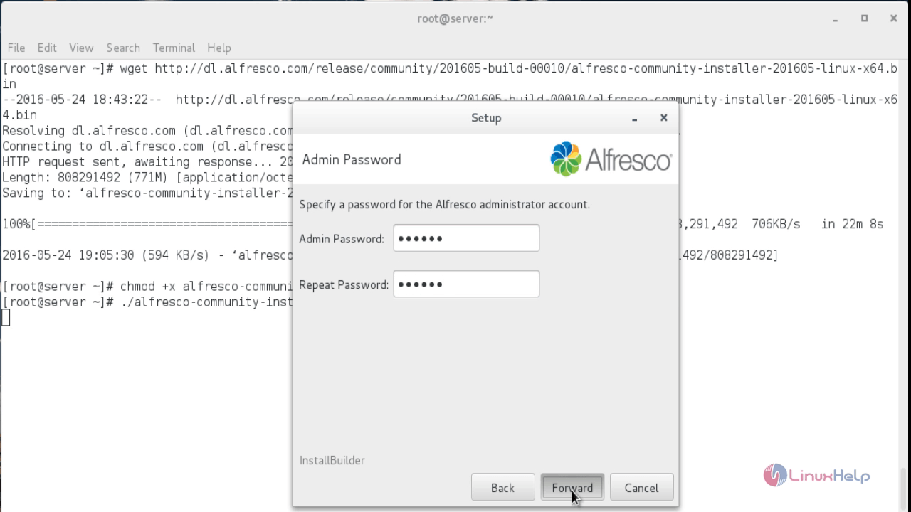 Alfresco administrator credentials