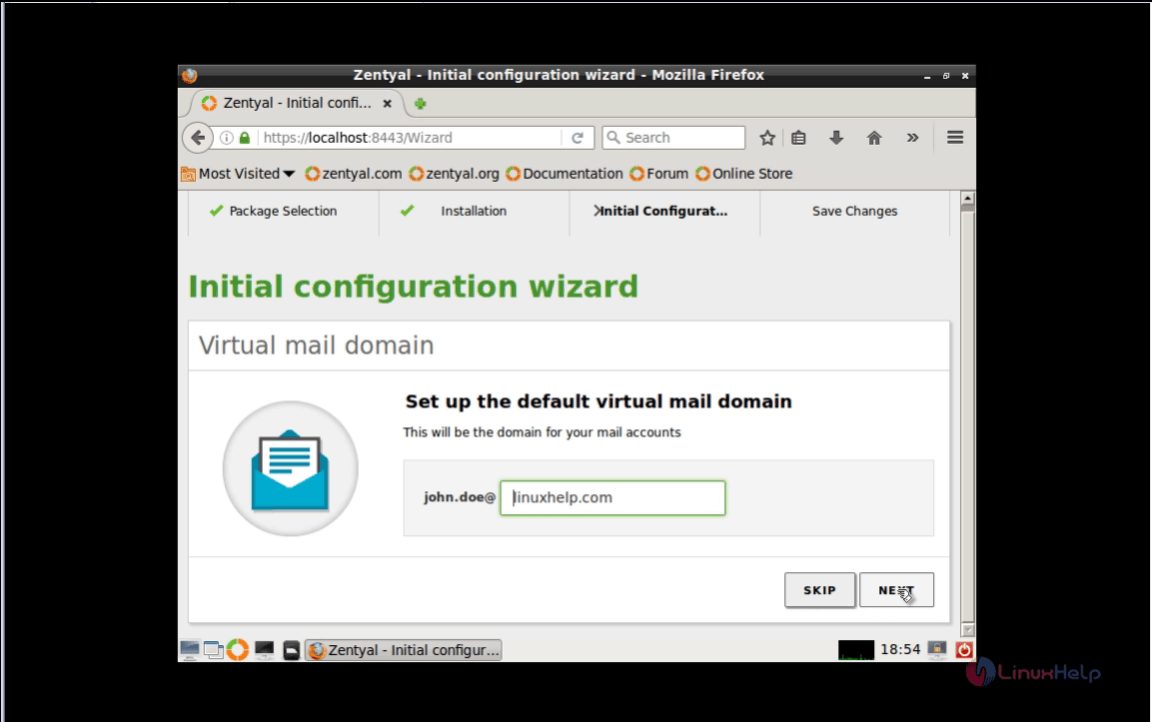 default virtual mail domain