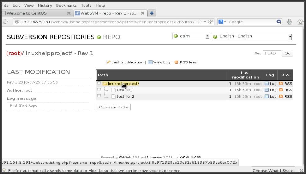 Installation-WebSVN-Apache Subversion(SVN)-CentOS7-linuxhelp-project