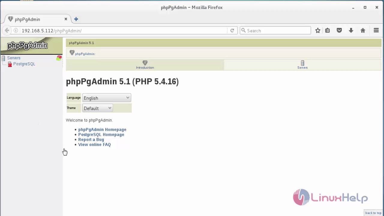 Installation-PostgreSQL9.4-phpPgAdmin-CentOS-Open-browser
