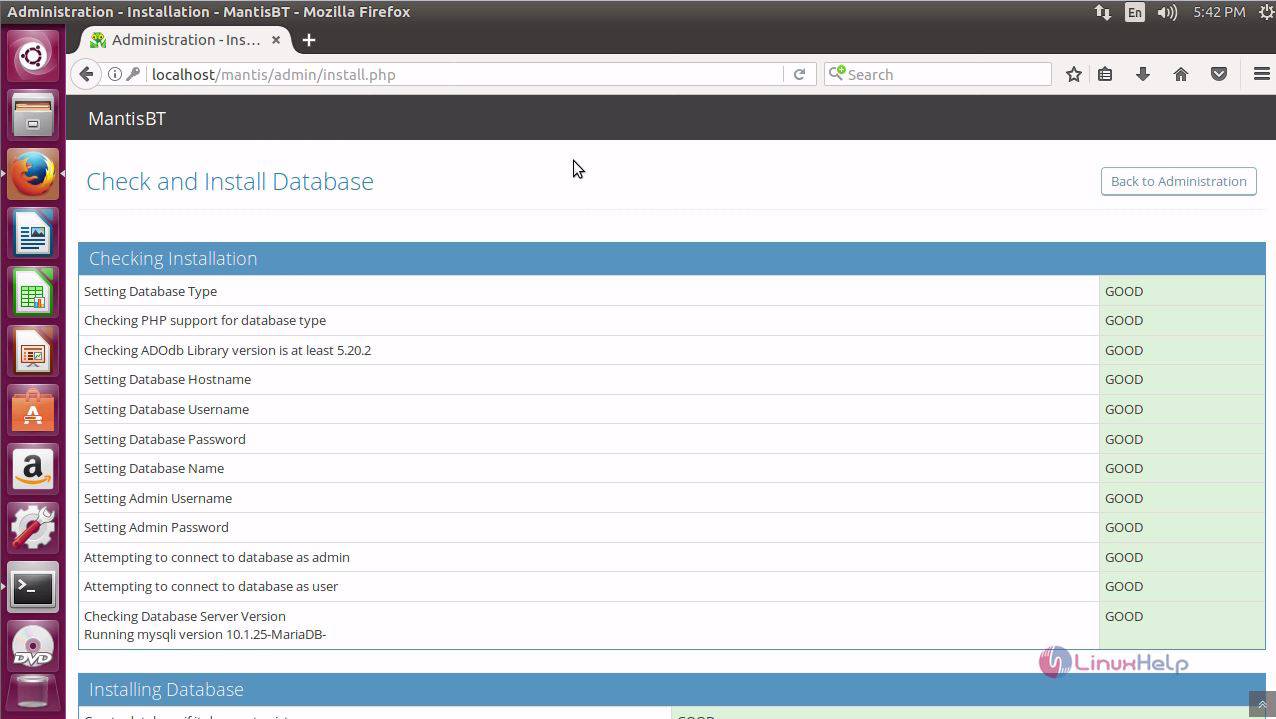 database configuration