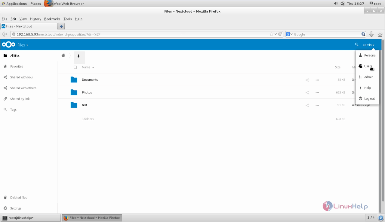Setup-Nextcloud-file-sharing-Server-CentOS7-grant-permission-to-share-sync-files-folders-in-cloud-storage-device-centralized-storage-for-clients-Users