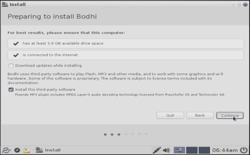 preparing to install
