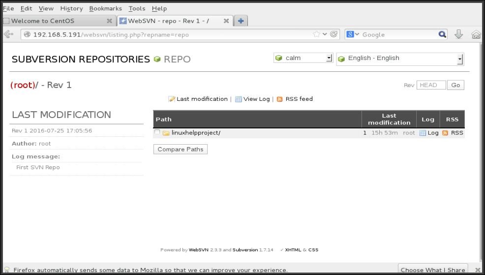 Installation-WebSVN-Apache Subversion(SVN)-CentOS7-repo