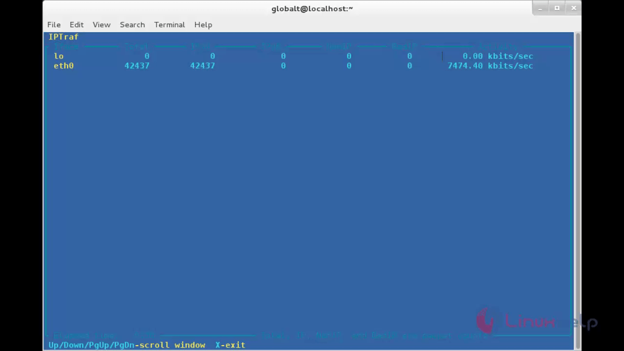 General interface statistics Screen