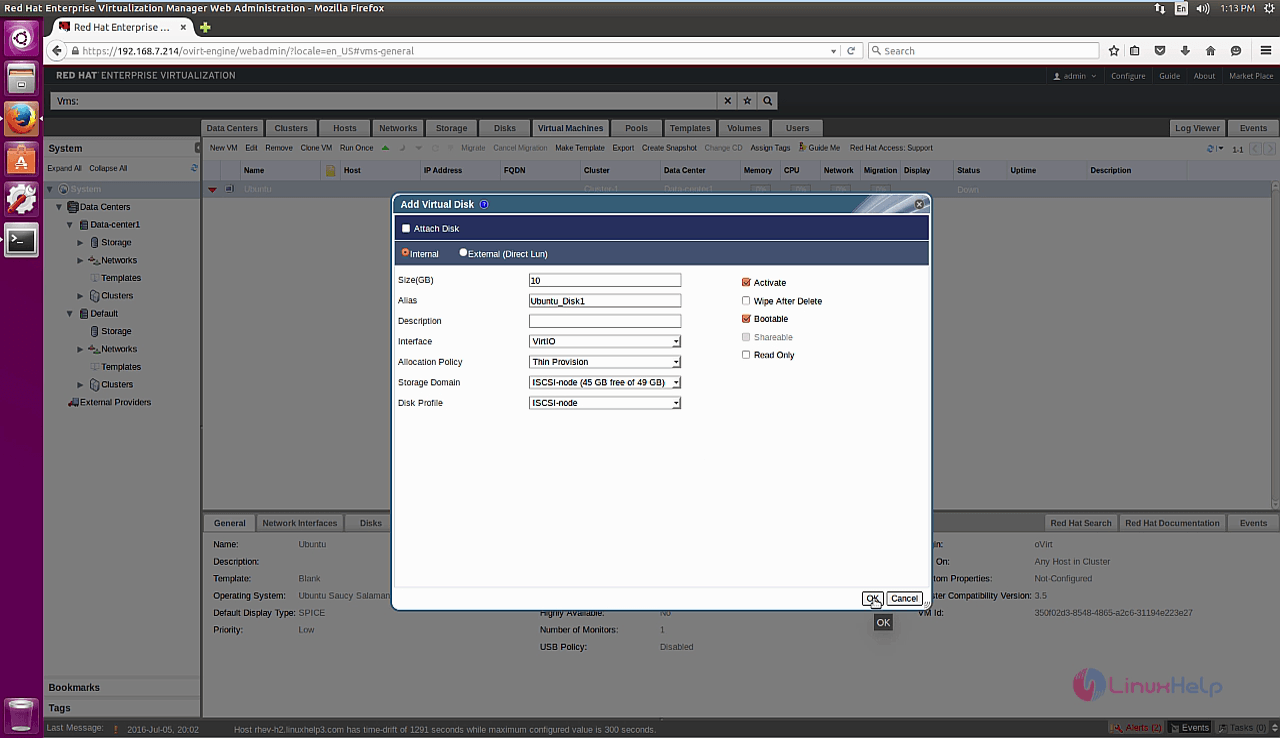 Setup-Virtual-Machines-RHEV-environment-virtualisation-product-KVM-hypervisor-add-virtual-disk