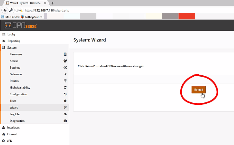 Installation-OPNsense-firewall-routing-platform-Linux-Reload