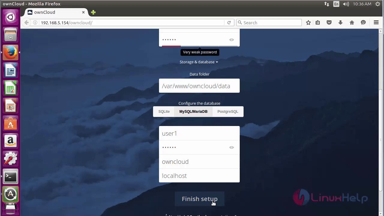 OwnCloud-Database-login