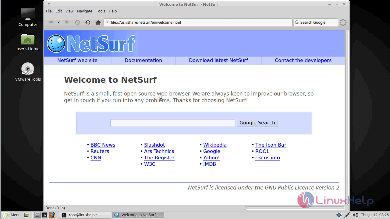 netsurf browser application