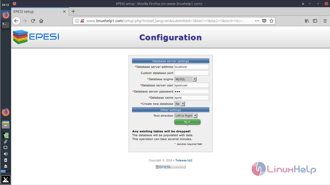 database setup