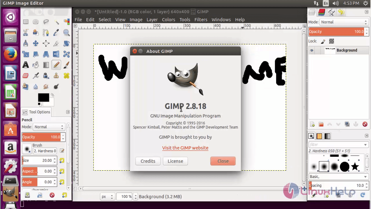 Installation-Gimp2.8.18-image-editor-Ubuntu-check-version