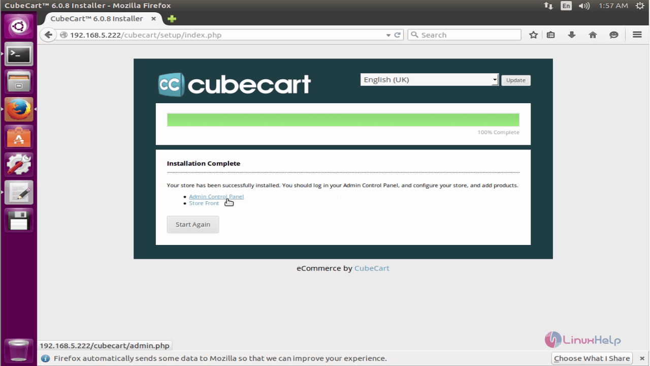 CubeCart-installed-successfully