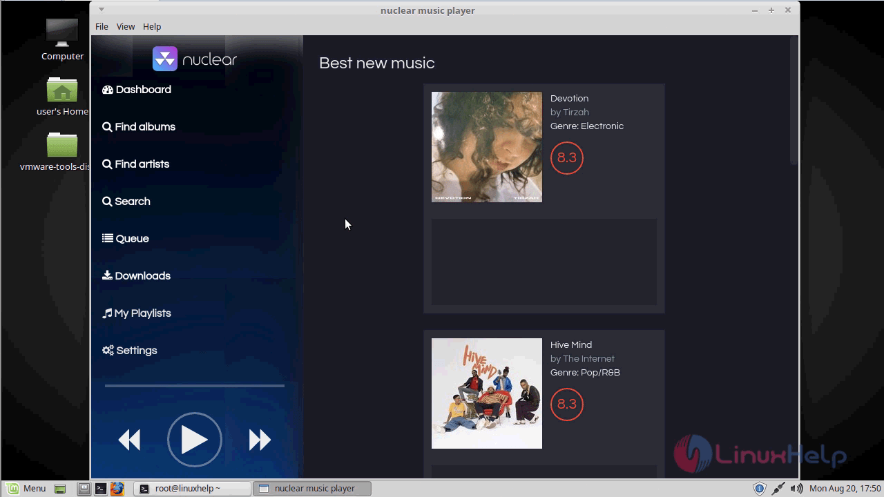 nuclear music player application