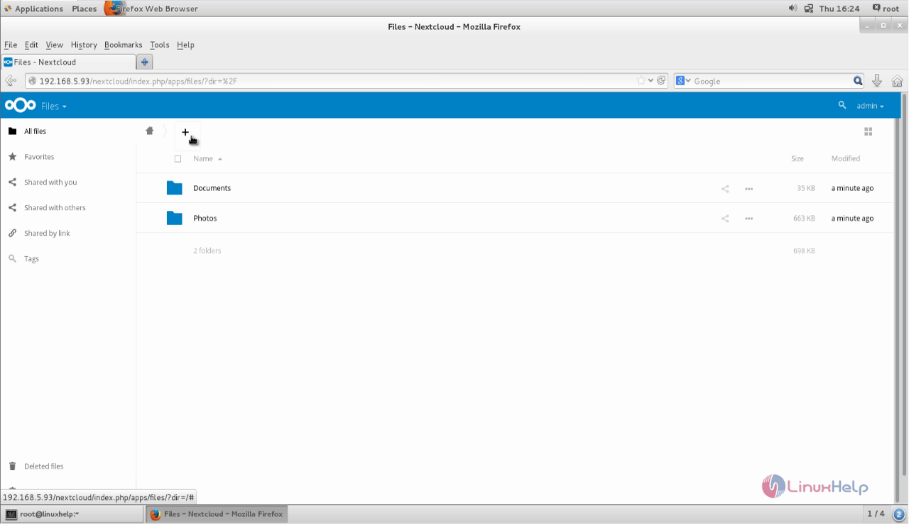 Setup-Nextcloud-file-sharing-Server-CentOS7-grant-permission-to-share-sync-files-folders-in-cloud-storage-device-centralized-storage-for-clients-new-folder-add