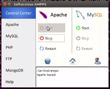 Installation-AMPPS-web-server-PHP-Perl-Apache-MySQL-MongoDB-Python-Ubuntu-control-center-start-apache