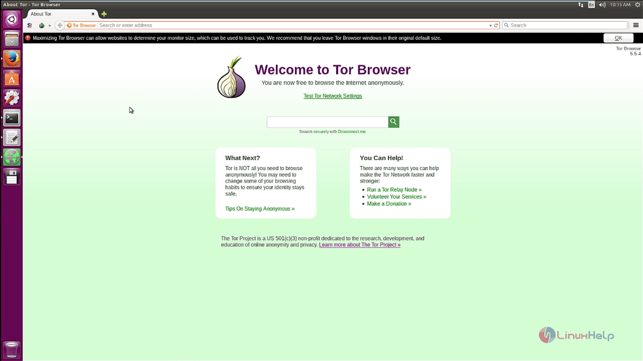maximizing tor browser can allow hidra