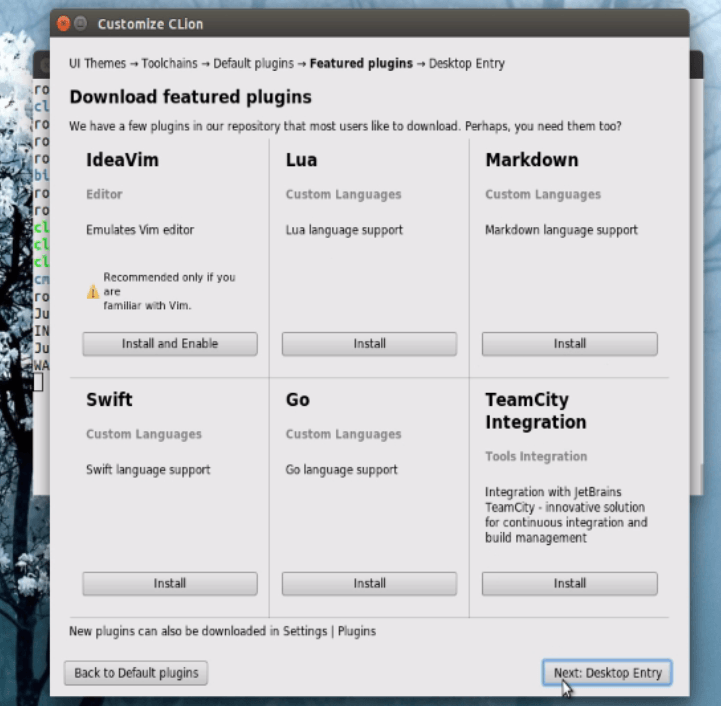Installation-CLion-IntelliJ-Platform-Ubuntu16.04-required-plugins 