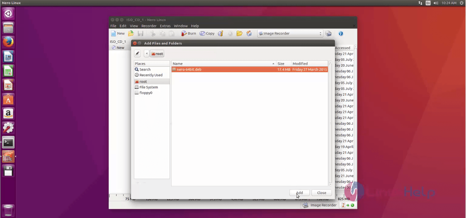 Installation-Nero-optical-authoring-software-Ubuntu16.04-add-files-wizard