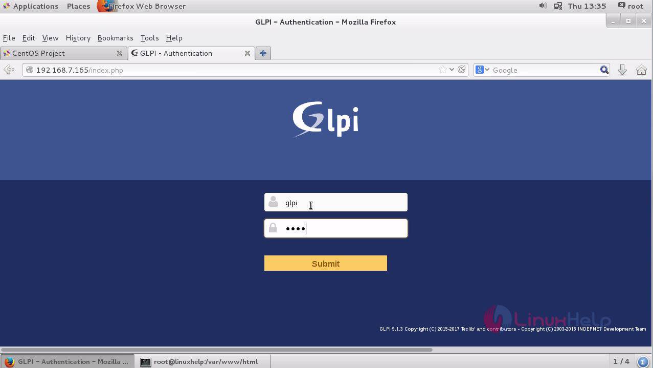 login screen